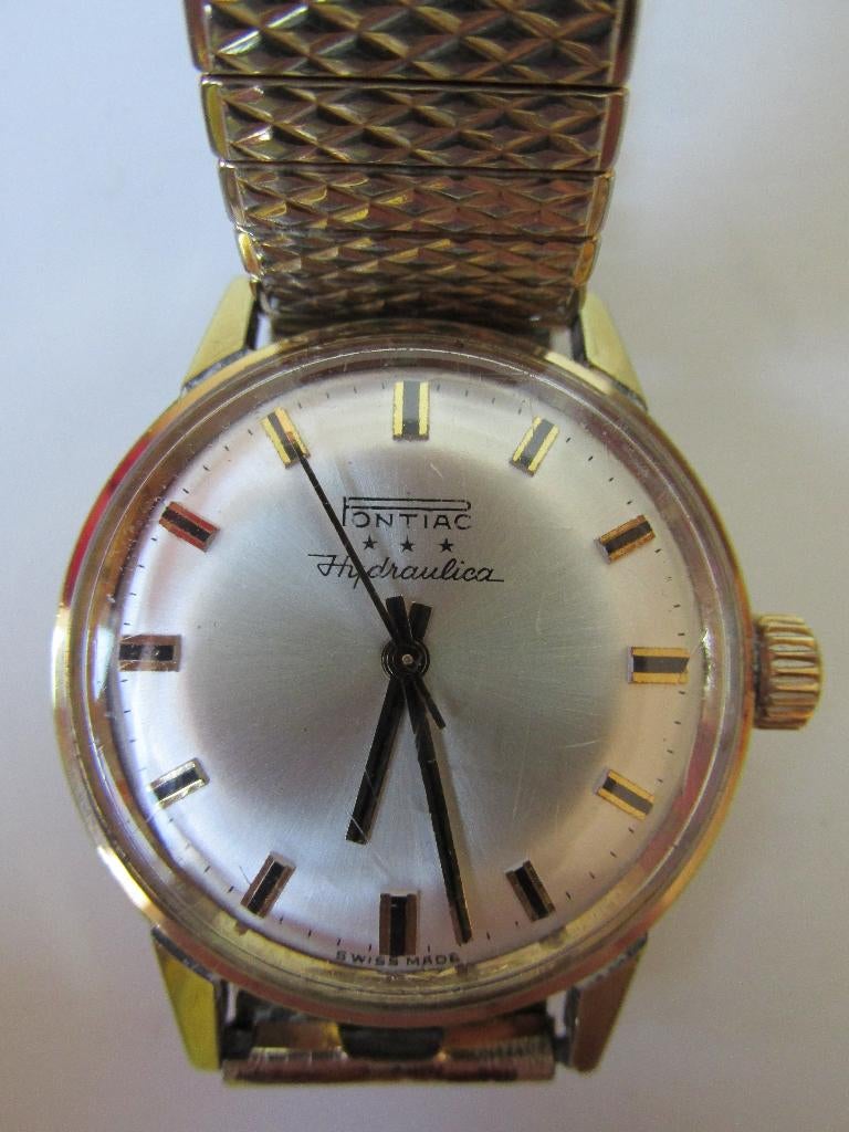 Pontiac Hydraulica double horloge, Overige merken, Staal, Polshorloge, Verguld