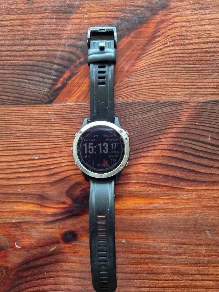 Garmin Fenix 6 solar, Sieraden, Tassen en Uiterlijk, Sporthorloges, Ophalen, Zwart, Garmin, Zo goed als nieuw