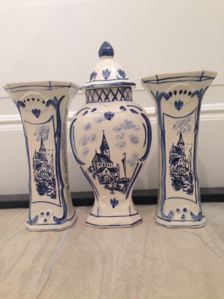 Driedeling vintage Delfts blauw kaststel, Antiek en Kunst, Ophalen of Verzenden