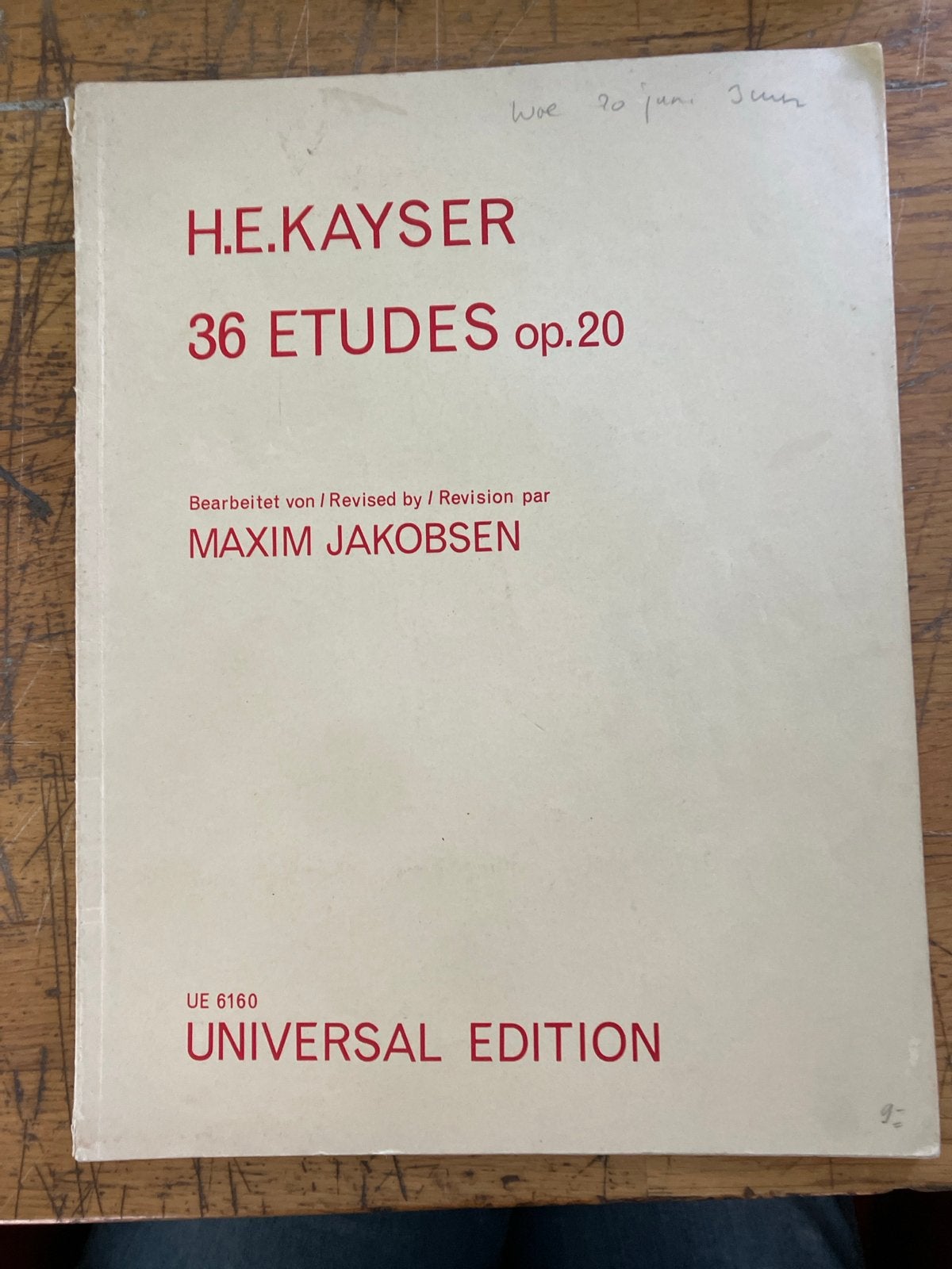 H.E. Kayser - 36 Etudes op.20 (Universal Edition), Gebruikt, Klassiek, Les of Cursus, Ophalen of Verzenden
