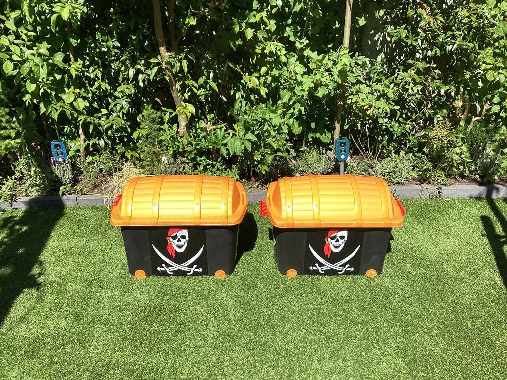 *teab* 2x piraten opbergbox voor speelgoed zwart oranje, Ophalen, Zo goed als nieuw, Overige typen