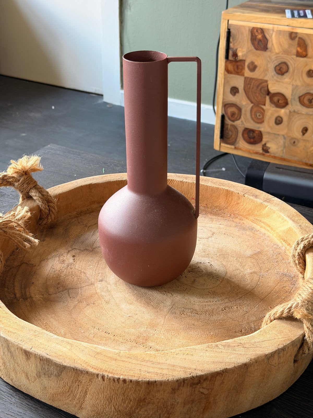 Bordeaux Decoratie Vaasje - 25 cm Hoog, Huis en Inrichting, Ophalen of Verzenden, Gebruikt, Rood, Metaal