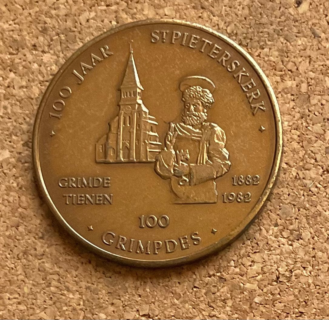 Penning Belgie Grimde Tienen 100 jaar St. Pieterskerk 1982, Postzegels en Munten, Penningen en Medailles, Ophalen of Verzenden