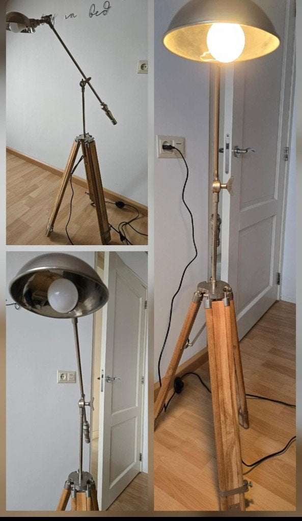 Adjustable Extendable Floor Lamp, Ophalen, Zo goed als nieuw, Hout, 150 tot 200 cm