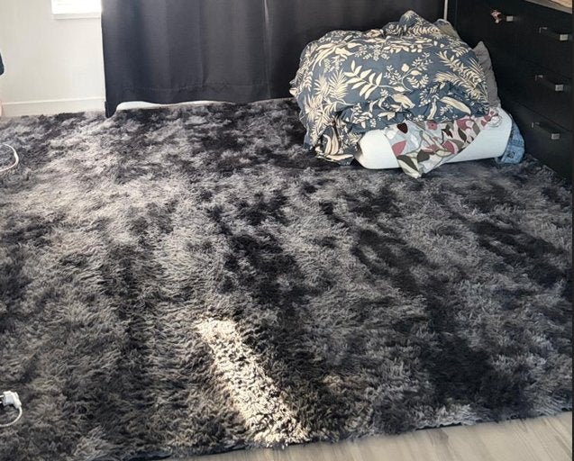 Hoogpolig Vloerkleed (200x300 cm) - Donkergrijs, Ophalen, Gebruikt, Zwart, 200 cm of meer