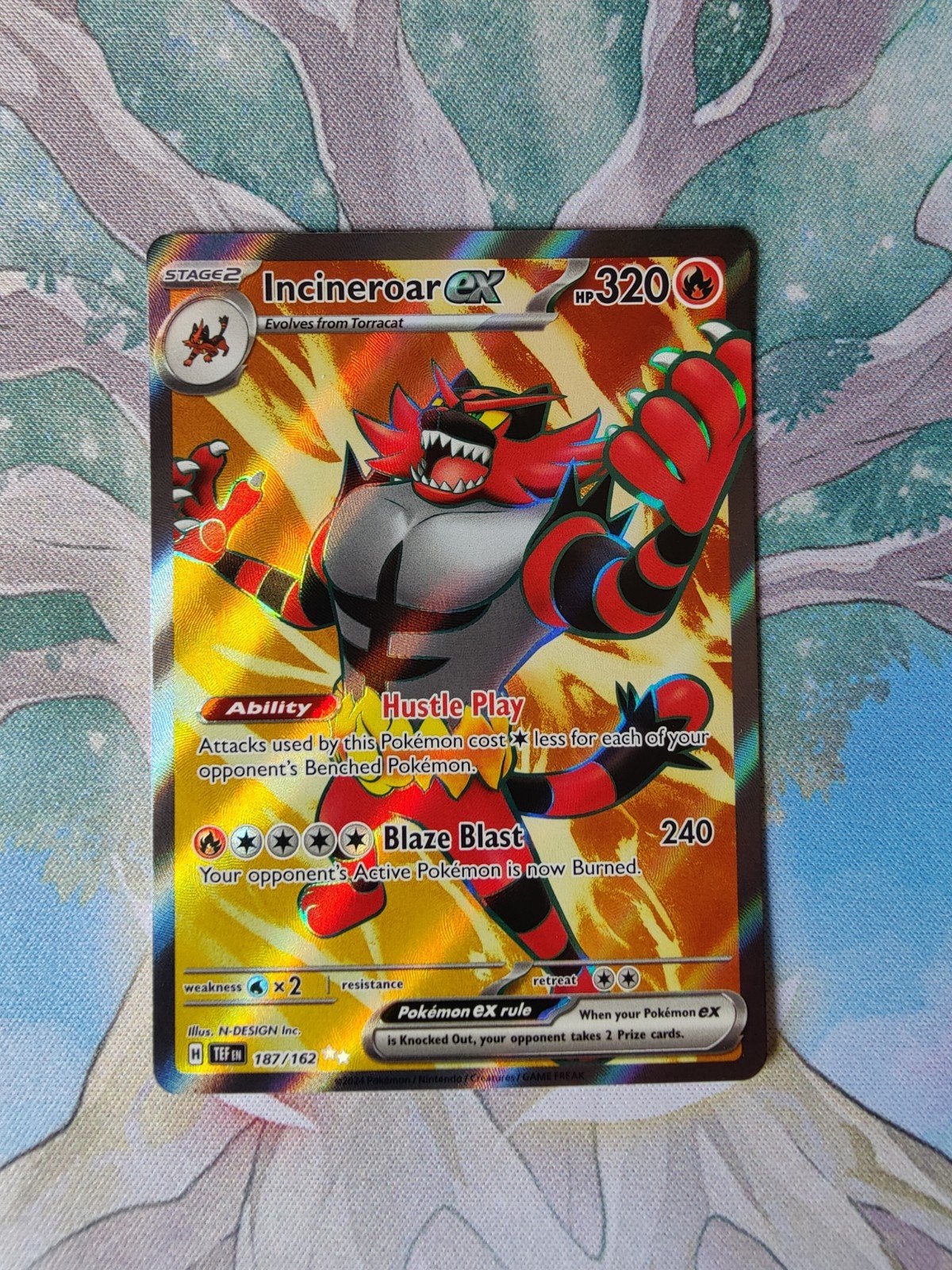 Pokemon temporal forces incineroar ex full art 187/162, Ophalen of Verzenden, Nieuw, Losse kaart, Foil