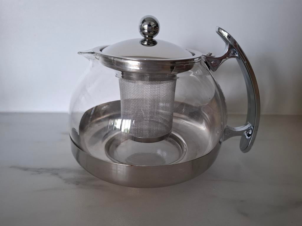 Glazen Theepot, Theepot/fluitketel, Zilver, Ophalen of Verzenden, Glas