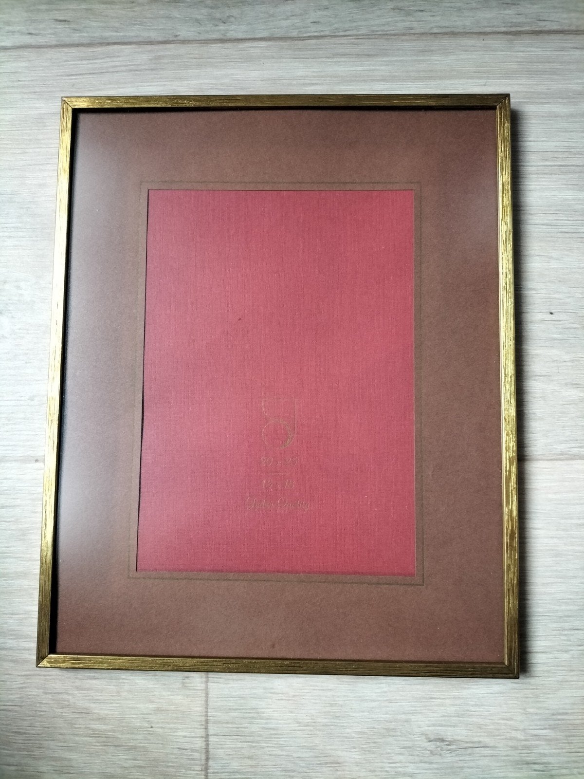 Antieke gouden metalen fotolijst met passe-partout 20x25 cm, Hangend, Ophalen of Verzenden, Zo goed als nieuw, Fotolijst