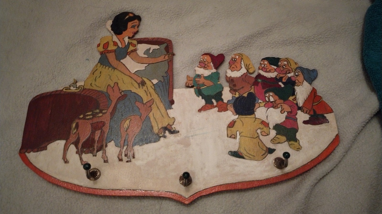 vintage kapstokje Sneeuwwitje hout, Antiek en Kunst, Ophalen of Verzenden