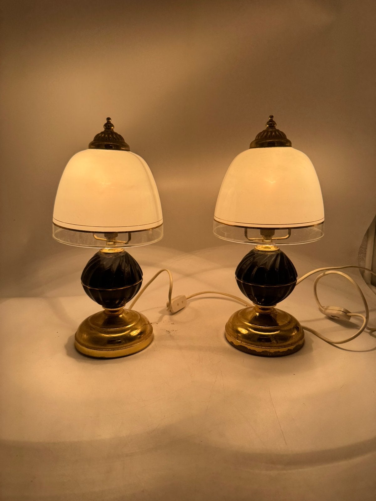 Vintage Hollywood Regency Nachtkastlampjes - Black & Gold, Ophalen of Verzenden, Huis en Inrichting