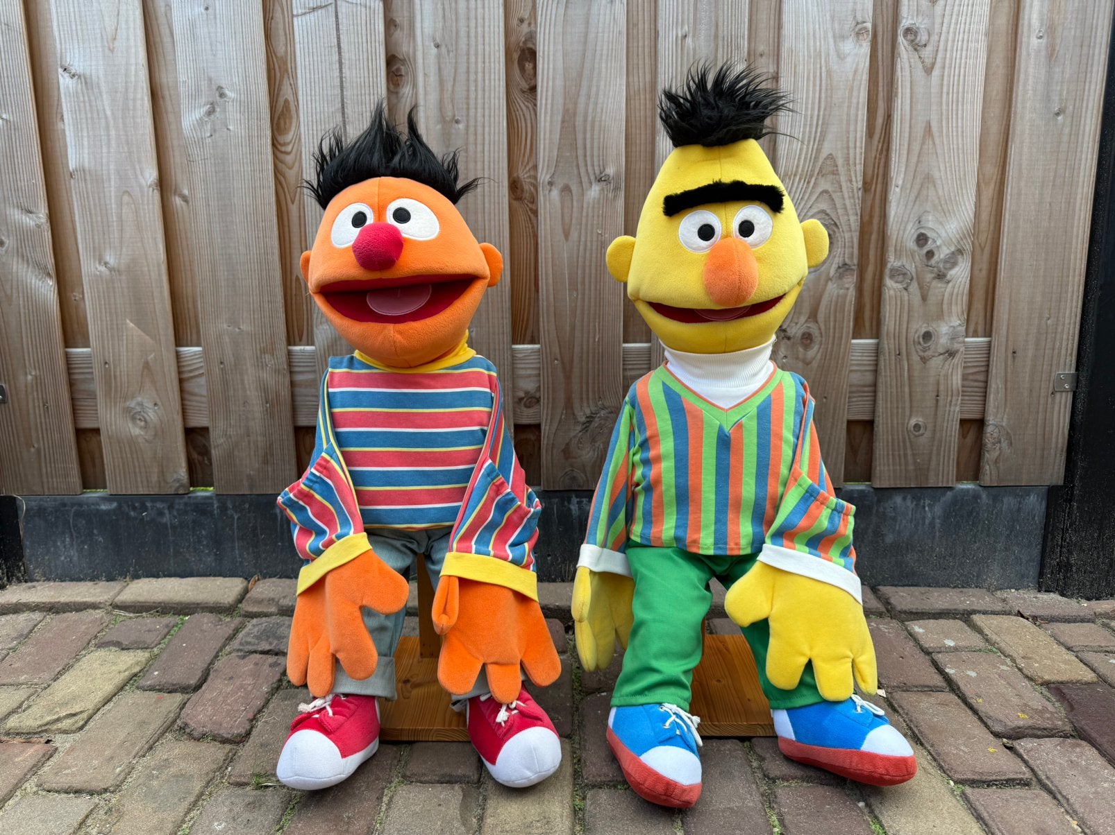 Living puppets ! 65 cm BERT EN ERNIE / sesamstraat ! Handpop, Ophalen