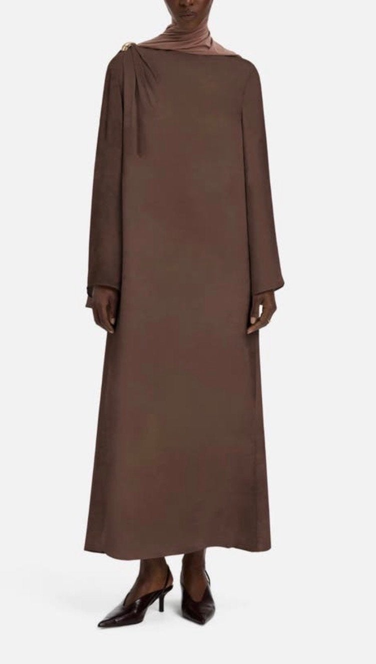 Merrachi jurk maat S - Ongedragen, Kleding | Dames, Jurken, Nieuw, Maat 36 (S), Bruin, Onder de knie, Ophalen of Verzenden