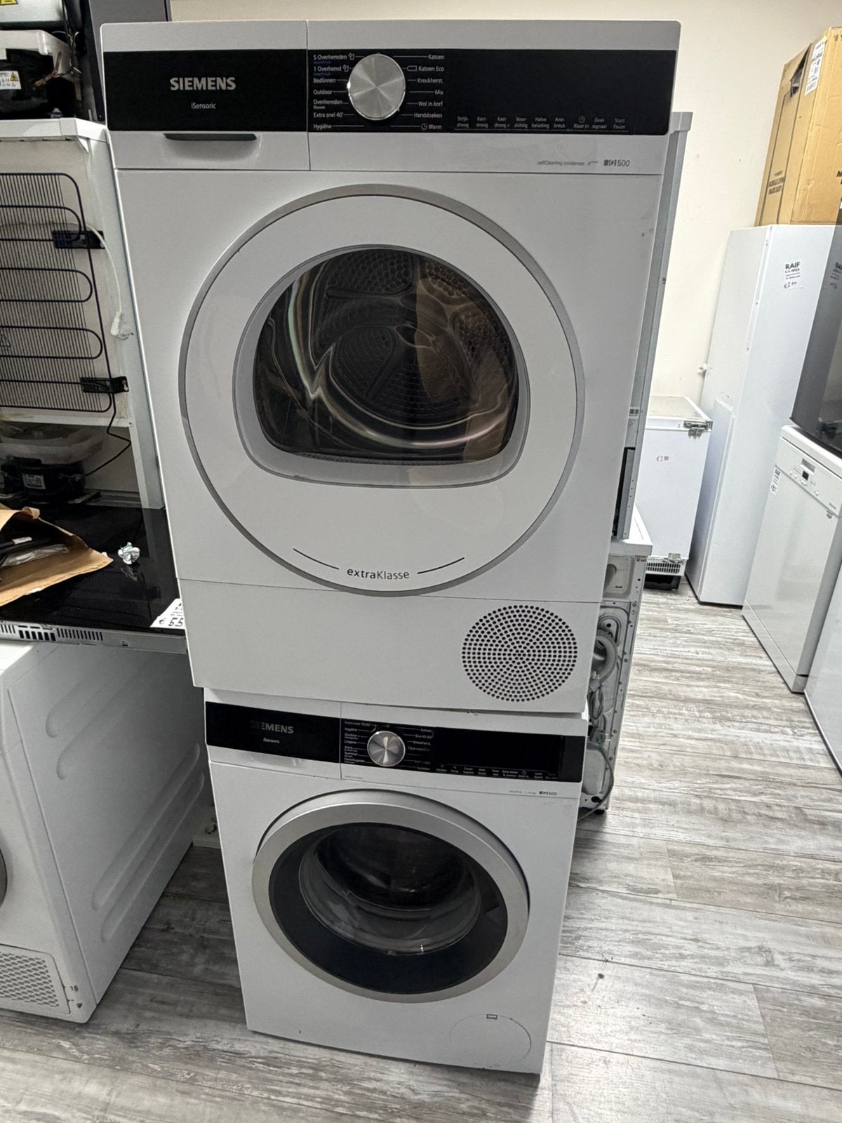 Siemens IQ500 Set Wasmachine 10KG en Droger 8KG Gebruikt, 1200 tot 1600 toeren, 8 tot 10 kg, Energieklasse A of zuiniger, Zo goed als nieuw