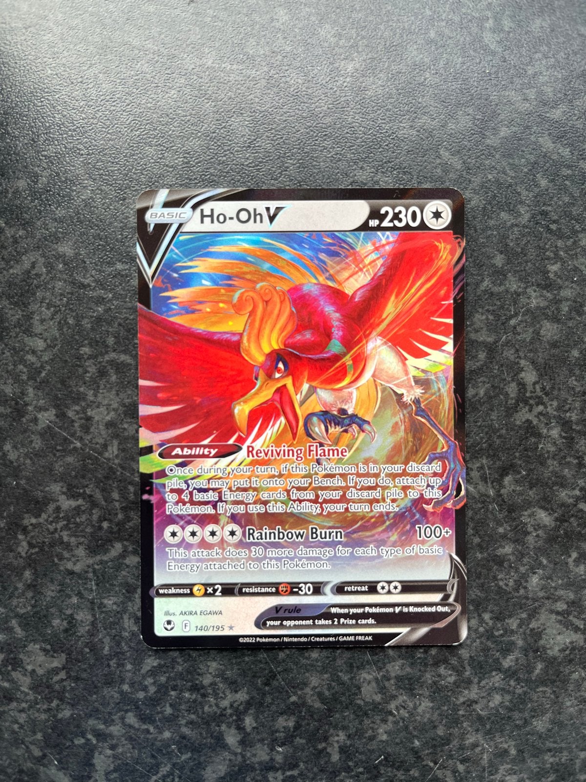 Ho-oh V 140/195 Pokémon kaart, Ophalen of Verzenden, Zo goed als nieuw, Losse kaart, Foil