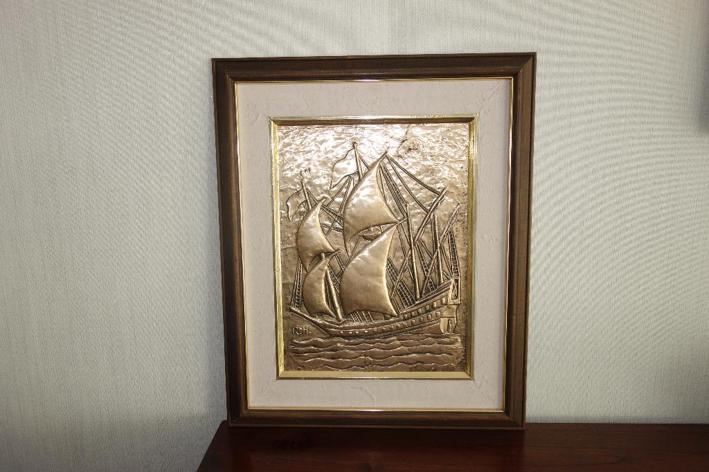 Wanddeco afb. metalen zeilboot, Ophalen of Verzenden, Zo goed als nieuw, Decoratieobject