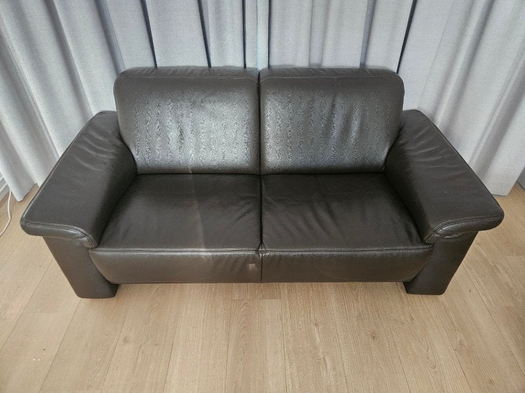 Leren bank antraciet, Ophalen, Gebruikt, 150 tot 200 cm, Tweepersoons