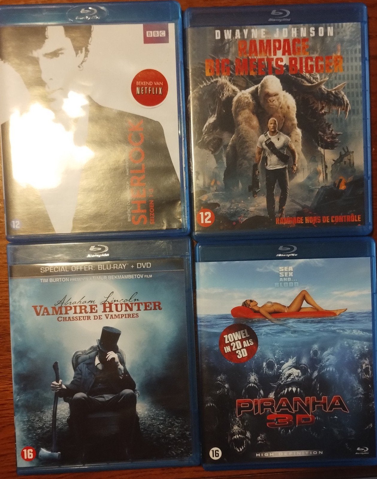 Blu-ray Sherlock seizoen 1-3,Rampage,Vampire Htr, Piranja 3D, Cd's en Dvd's, Blu-ray, Ophalen, Zo goed als nieuw, Actie, Boxset