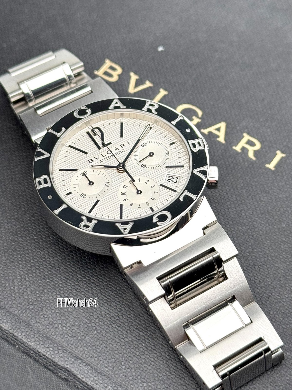 Bvlgari BB38SSCH Chronograph. Unieke set zeer compleet 2012!, Sieraden, Tassen en Uiterlijk, Overige merken, Staal, Gebruikt, Staal