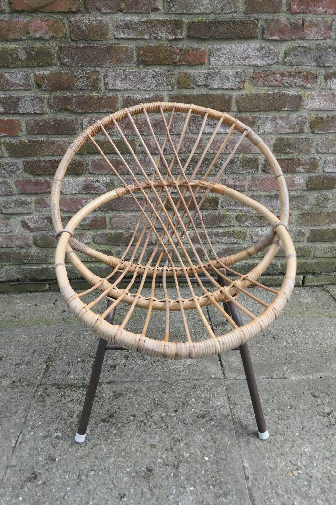 Retro Rohé Noordwolde rotan stoel fauteuil apart gevlochten, Ophalen, Huis en Inrichting