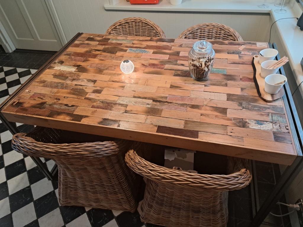 eettafel met stoelen, Huis en Inrichting, Tafels | Eettafels, Ophalen, Gebruikt, 50 tot 100 cm, 150 tot 200 cm