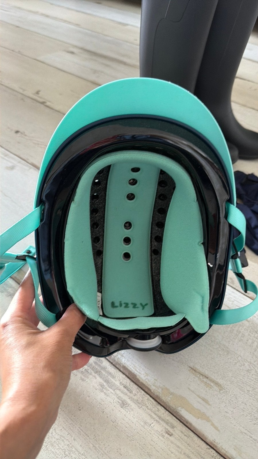 Paardrij helm, Dieren en Toebehoren, Blauw, Gebruikt, Gevoerd, Kinderen