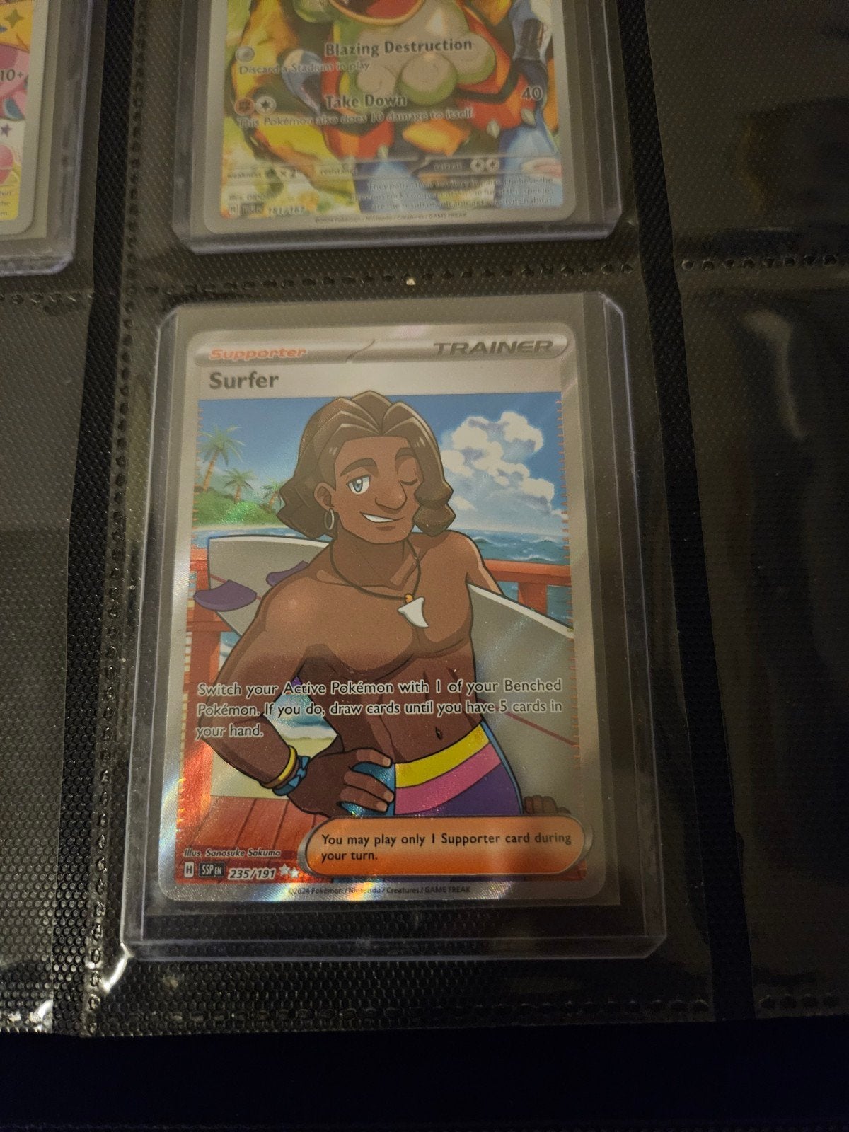 Pokemon Surfer 235/191 Surging Sparks, Ophalen of Verzenden, Zo goed als nieuw, Losse kaart, Foil