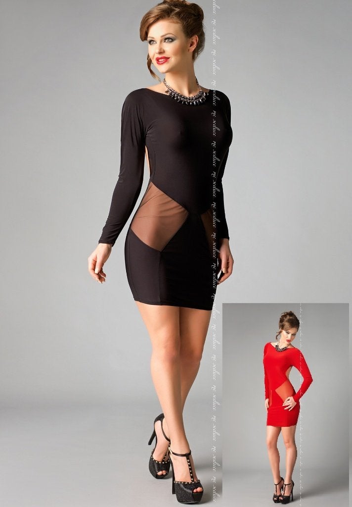 Me Seduce  Jurk ``SOPHIA`` Zwart en Rood S-M en L-XL (528), Kleding | Dames, Me Seduce, Ophalen of Verzenden, Zwart, Overige typen