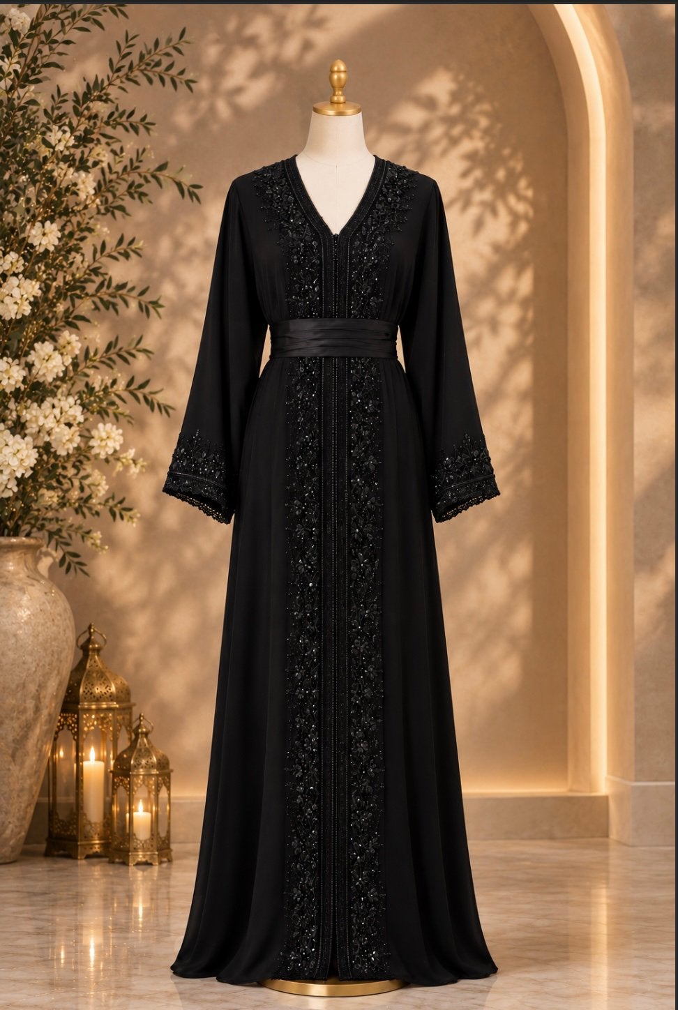 Caftan te huur, Ophalen of Verzenden, Zo goed als nieuw, Zwart, Overige typen