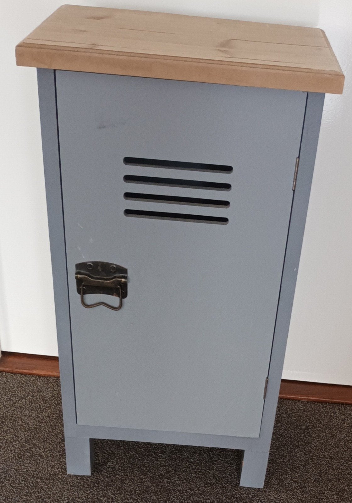 Industriële locker kast - Grijs met houten blad, Ophalen, Gebruikt