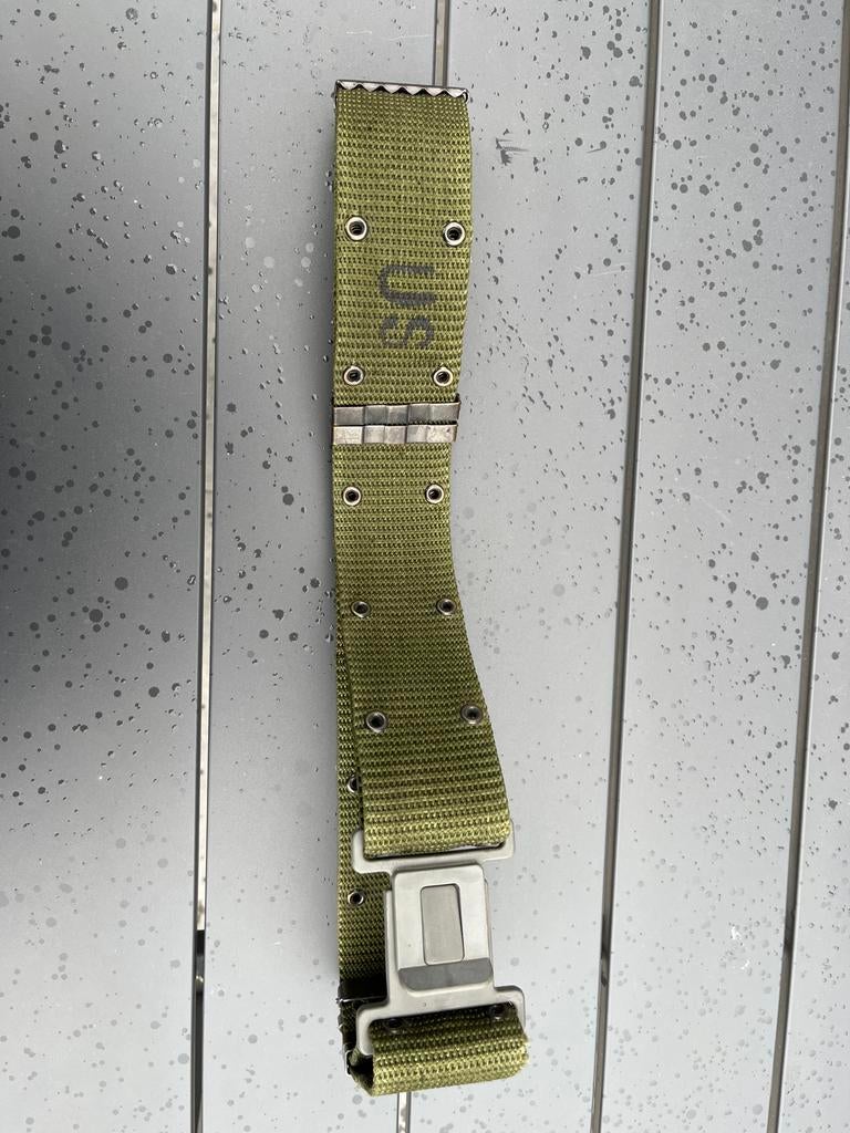 Vintage US Leger Riem - Groen canvas, Ophalen of Verzenden, Zo goed als nieuw, Overige kleuren