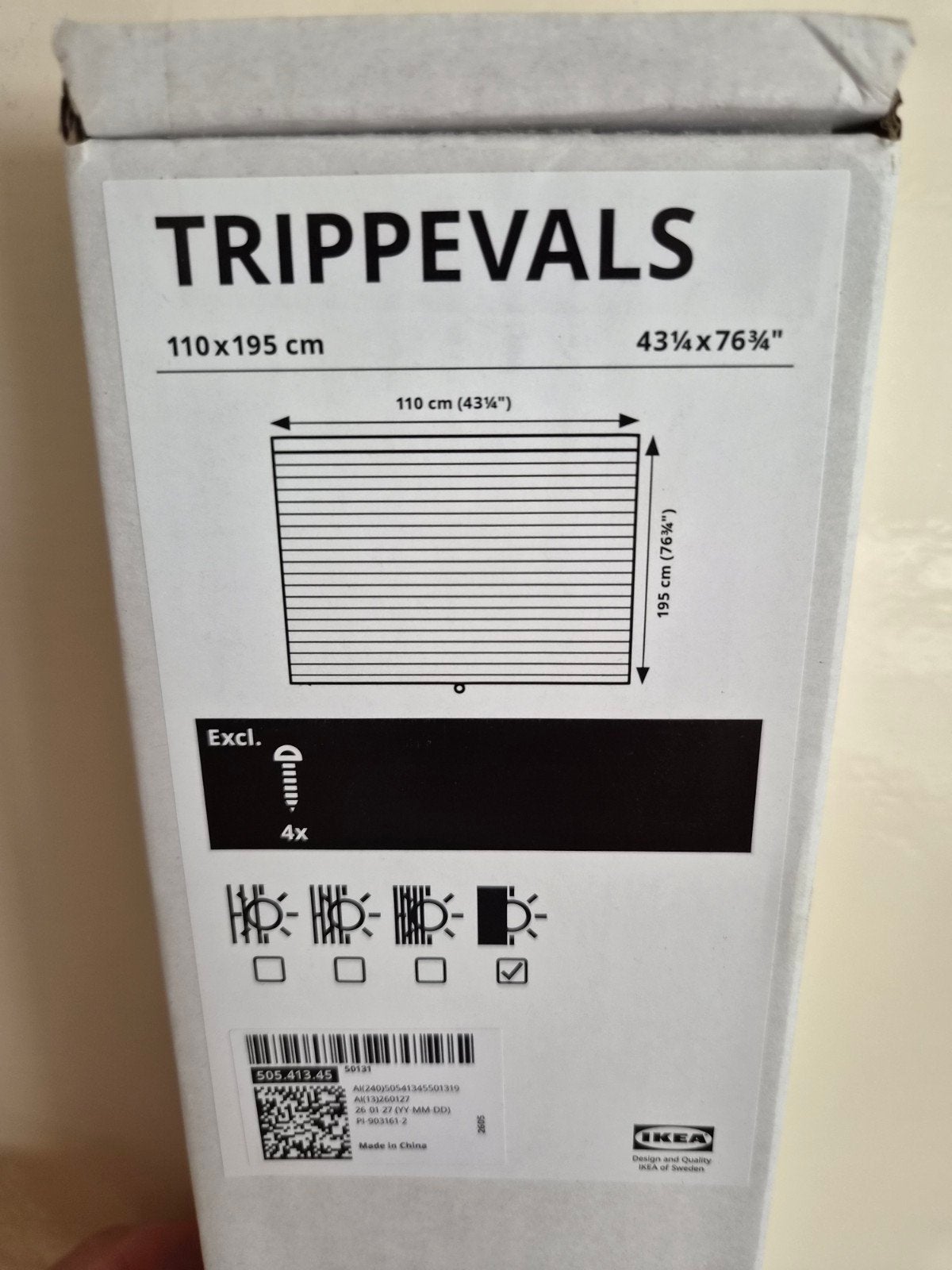 IKEA TRIPPEVALS Rolgordijn 110x195 cm - Nieuw in verpakking, Ophalen of Verzenden, Nieuw, 100 tot 150 cm, 150 tot 200 cm