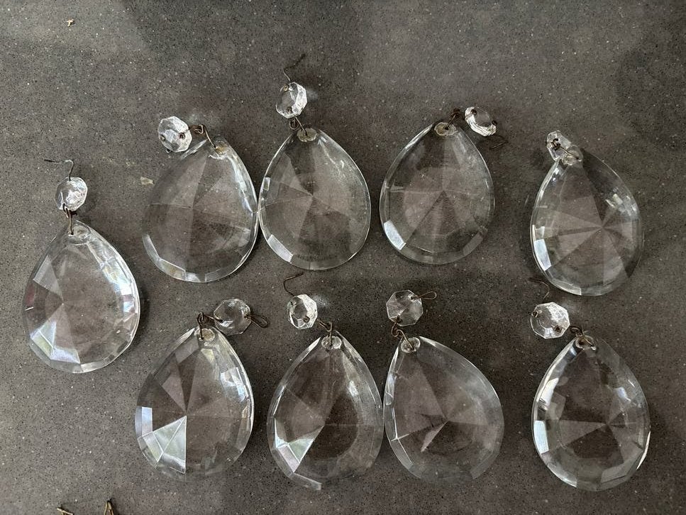 Set van 9 Vintage Kristallen Kroonluchter Druppels, Antiek en Kunst, Ophalen of Verzenden