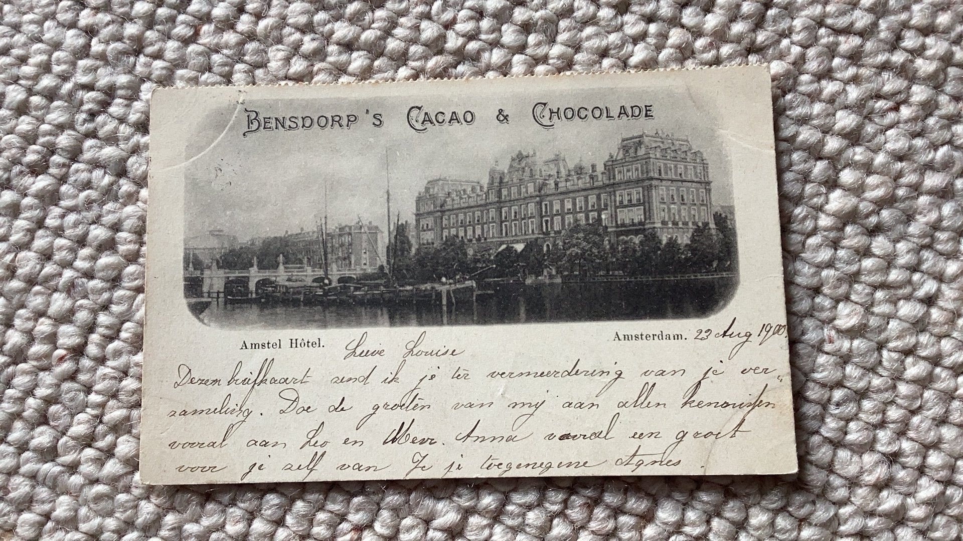 Ansichtkaart Amsterdam Amstel Hotel 1900. 991, Verzamelen, Ophalen of Verzenden, Voor 1920, Gelopen, Noord-Holland