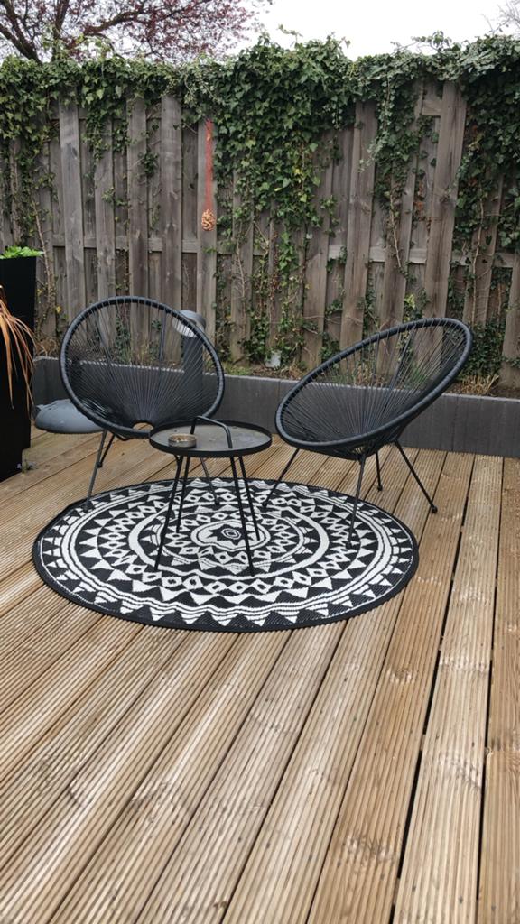 2 zwarte tuinstoelen, Huis en Inrichting, Stoelen, Ophalen, Kunststof, Gebruikt, Twee
