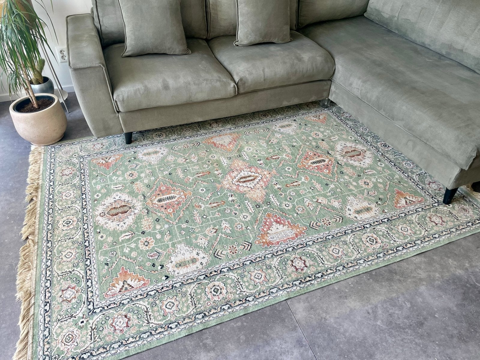 Vloerkleed Marmaris Groen 160x230 cm GEREINIGD!, Ophalen, 150 tot 200 cm, 200 cm of meer, Zo goed als nieuw