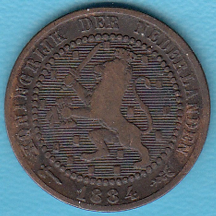 Nederland 1 cent 1884 Willem III, Sch. 701 in munthouder, Ophalen of Verzenden, Koning Willem III, Overige waardes, Losse munt