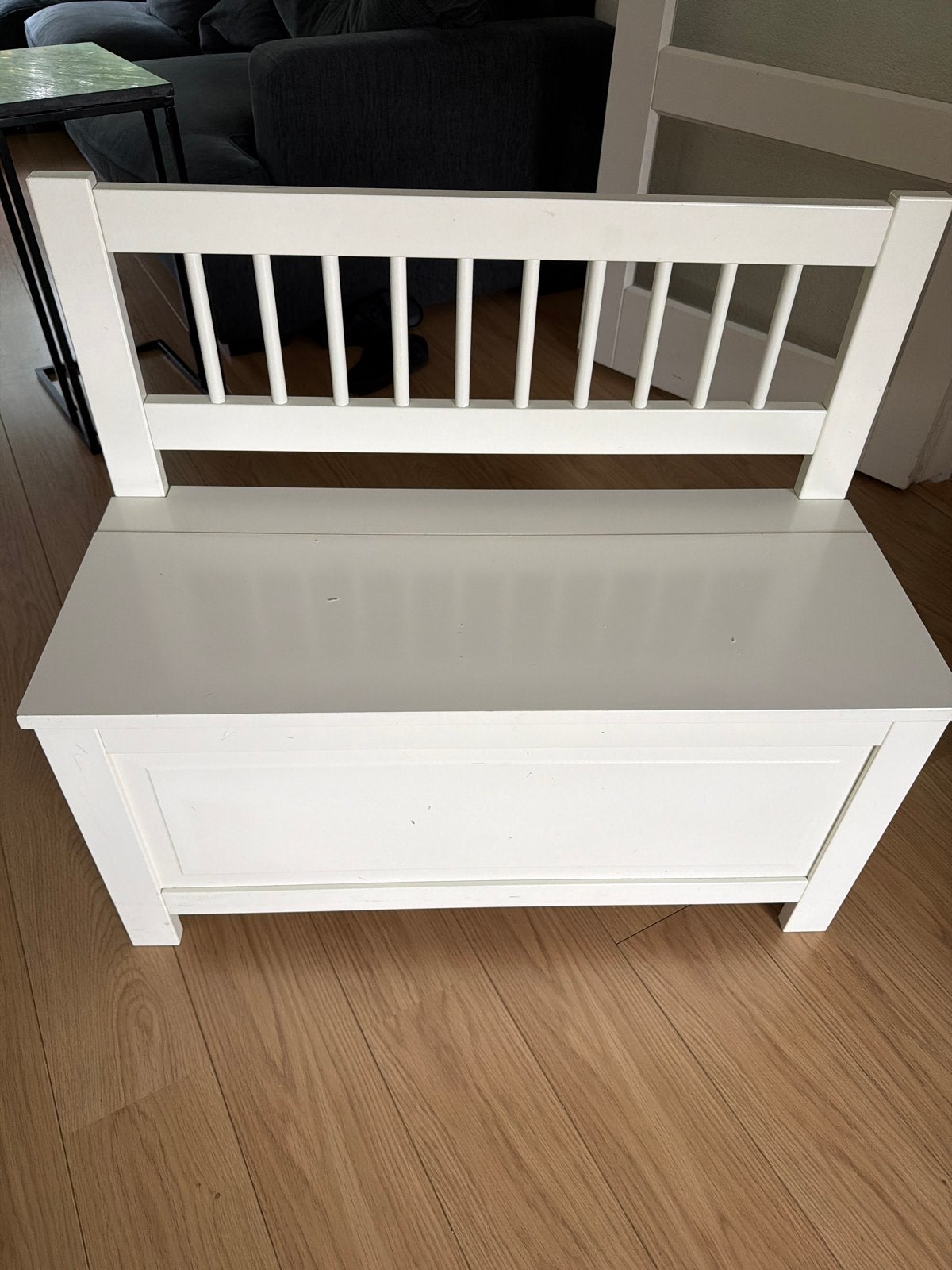 Witte houten bankje met opbergruimte, Ophalen, Gebruikt, Wit, Eén