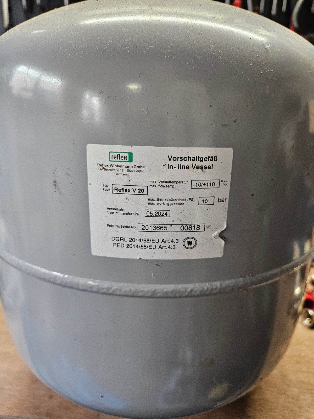 Reflex V 20 voorschakelvat (buffervat) 20L, Ophalen, 30 tot 80 cm, Gebruikt, Overige typen