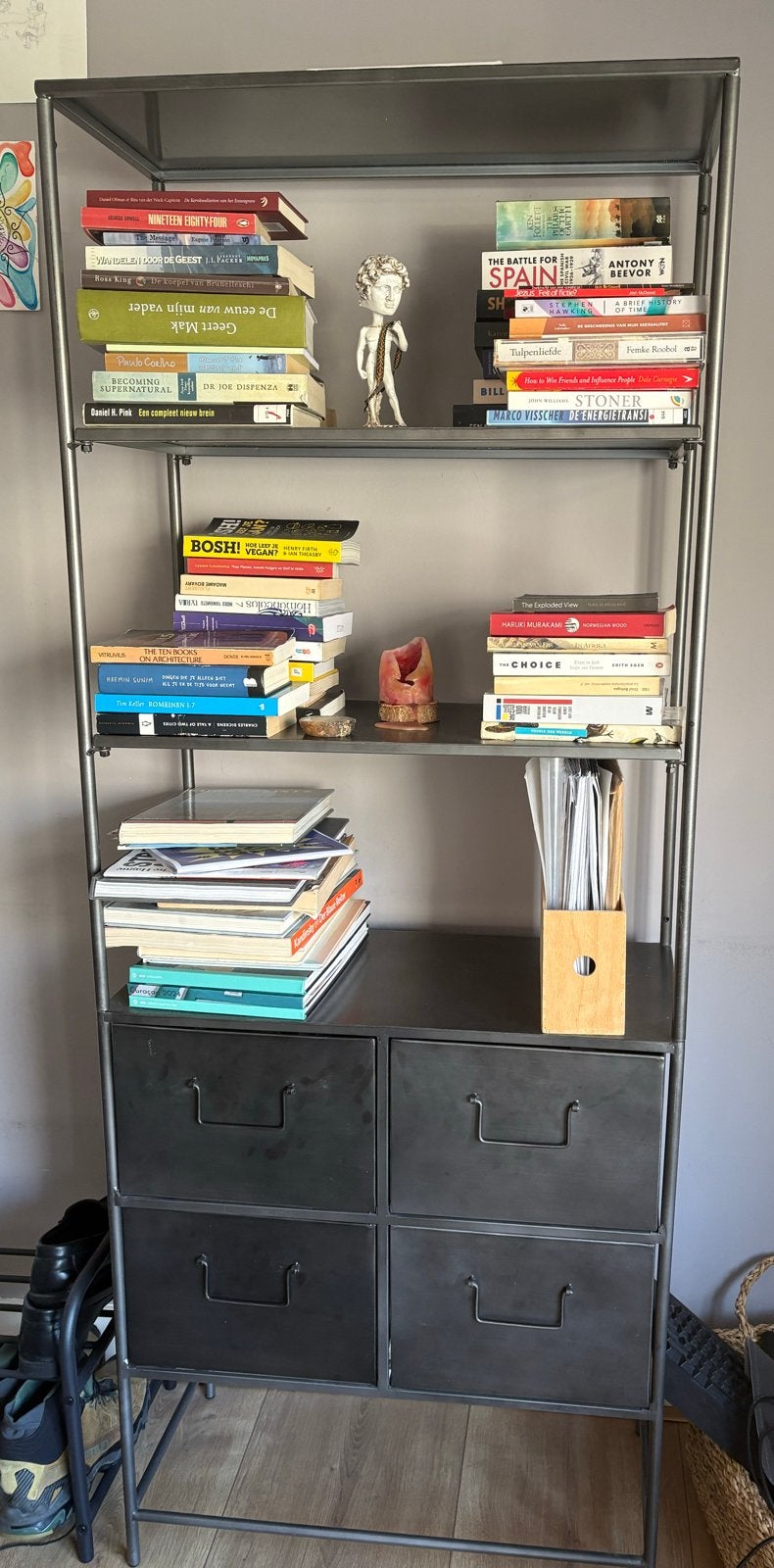 Stalen kast met 4 diepe lades - Zo goed als nieuw, Huis en Inrichting, Zo goed als nieuw, Metaal, Met lade(s), 150 tot 200 cm