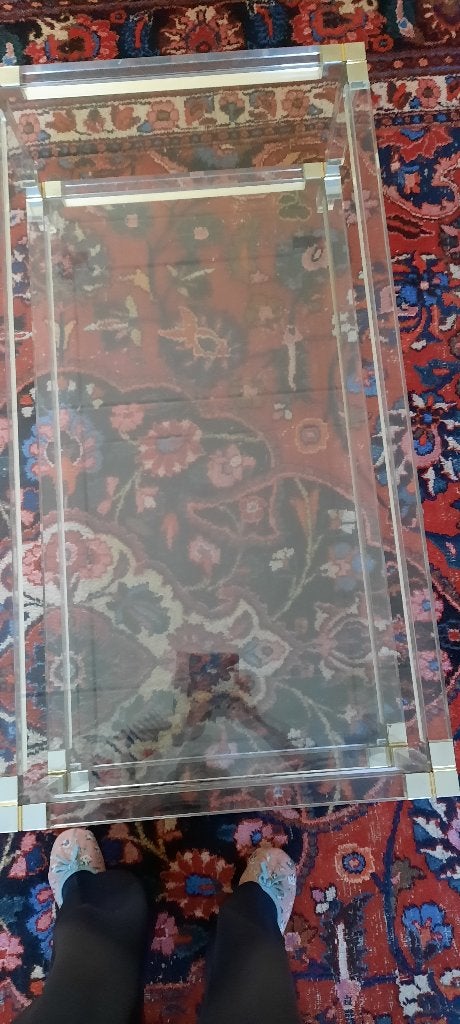 Vintage plexiglas salontafel, Ophalen, 100 tot 150 cm, 50 tot 100 cm, Zo goed als nieuw
