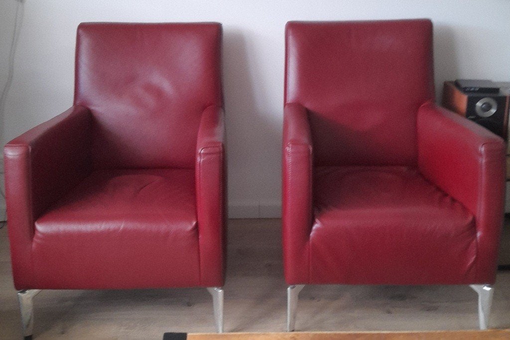 Leren fauteuils, Ophalen, Gebruikt, 75 tot 100 cm, Leer