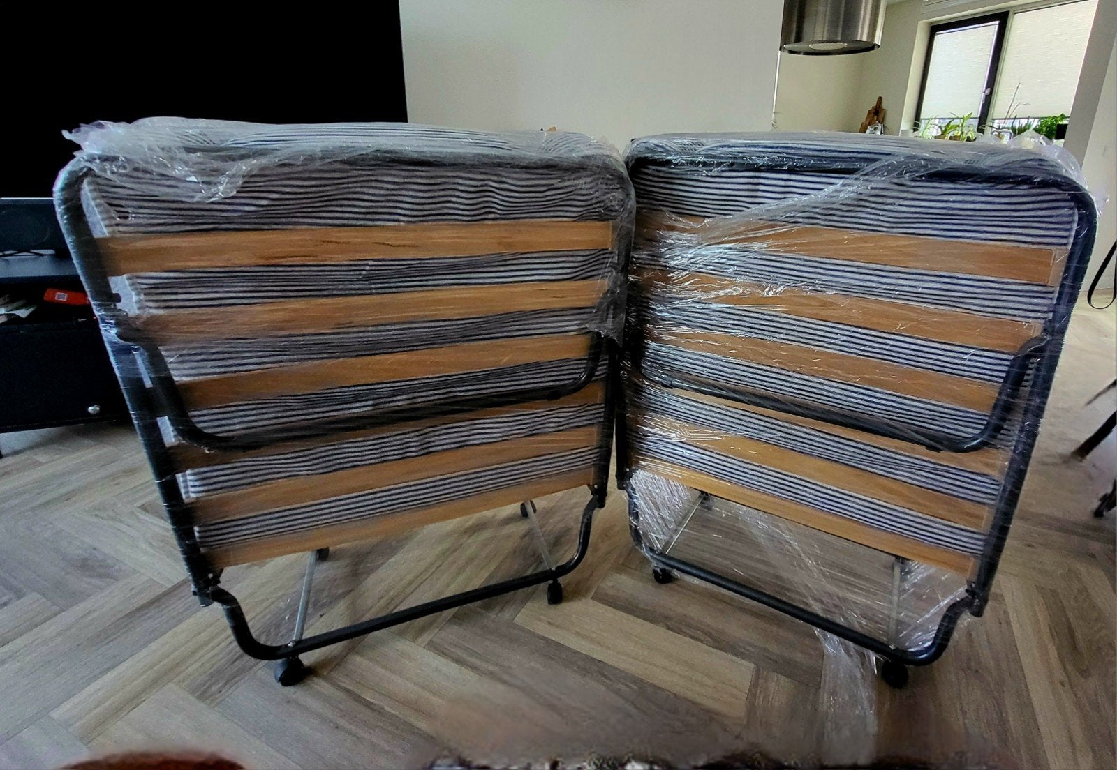 2 stuks opvouwbaar logeerbedden/opklapbedden met topper), Ophalen, Eenpersoons, Zwart, 190 cm of minder