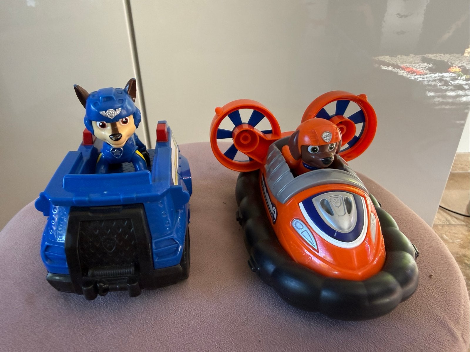 Paw Patrol Zuma hovercraft en Chase politieauto speelgoed, Ophalen of Verzenden, Zo goed als nieuw