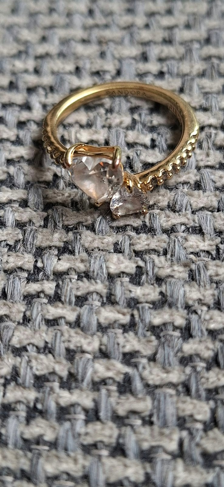 Orginele pandora ring dubbel hart, Ophalen of Verzenden, Zo goed als nieuw, Dame, Goud