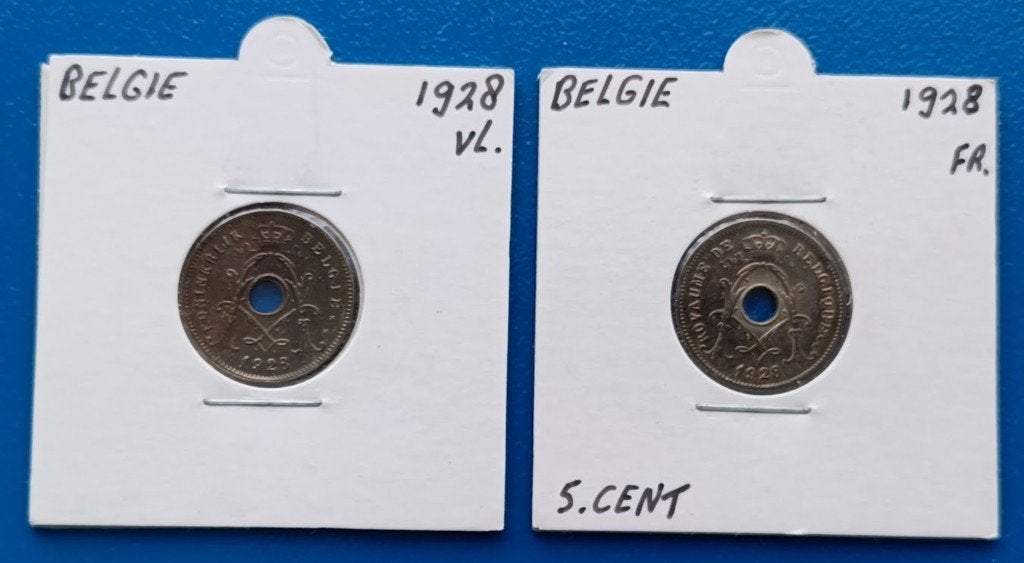 België 5 centiem - 1928 (Frans en Nederlands), Verzenden, Overig, Setje