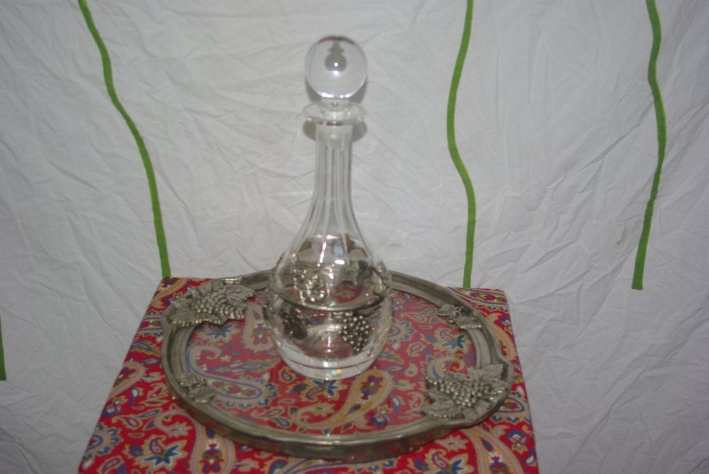 Kristalle karaf met dienblad met druiven ( Tin, Ophalen, Overige materialen, Overige typen