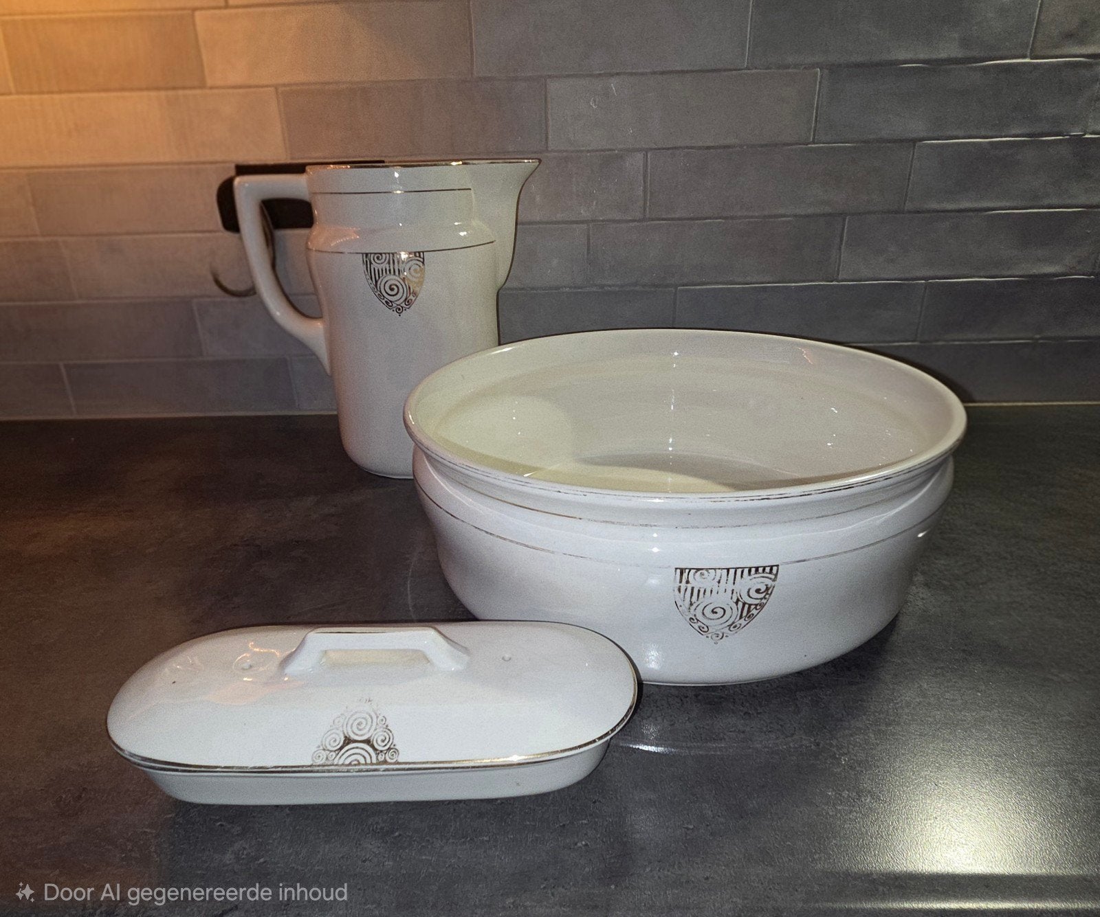 Vintage Stoma waskom set: kan, schaal en zeepbakje, Ophalen