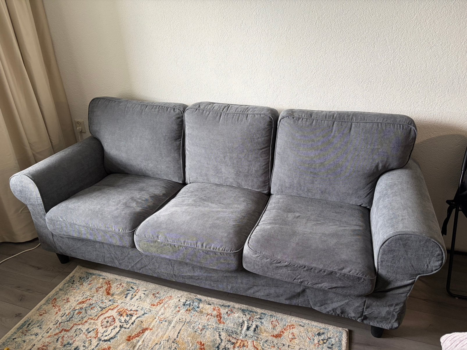 IKEA EKTORP 3-zitsbank, donkergrijs, wasbare hoes, Huis en Inrichting, Banken | Bankstellen, Ophalen, Driepersoons, 75 tot 100 cm