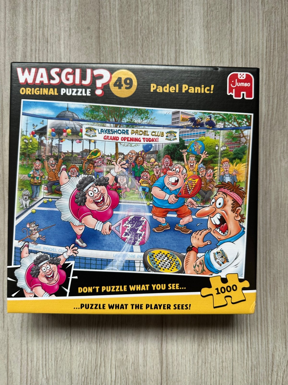 Wasgij? 49 Padel Panic! Legpuzzel 1000 stukjes, Hobby en Vrije tijd, Ophalen of Verzenden, 500 t/m 1500 stukjes, Zo goed als nieuw