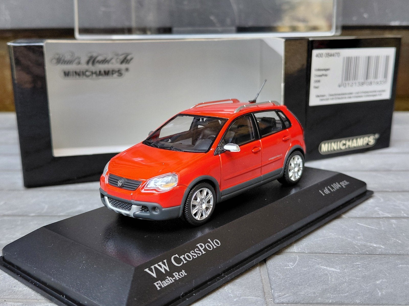 VW Cross Polo 9N3 2006-2009 Flash Rot 1/43 Minichamps, Ophalen of Verzenden, Zo goed als nieuw, Auto, MiniChamps